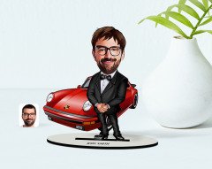 Kişiye Özel Bay Patron Karikatür Ahşap Biblo - 1
