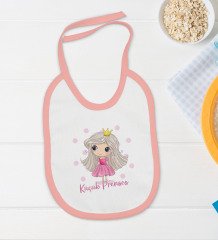 BK Kids Küçük Prenses Tasarımlı Pembe Bebek Body Zıbın ve Mama Önlüğü Hediye Seti-1