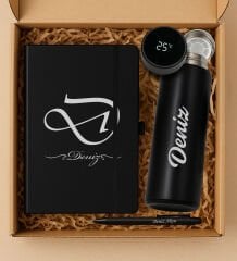 BK Gift Kişiye Özel İsimli Dereceli Termos & Defter & Kalem Hediye Seti-1, Arkadaş Hediye, Sevgiliye Hediye,Babalar Günü Hediyesi