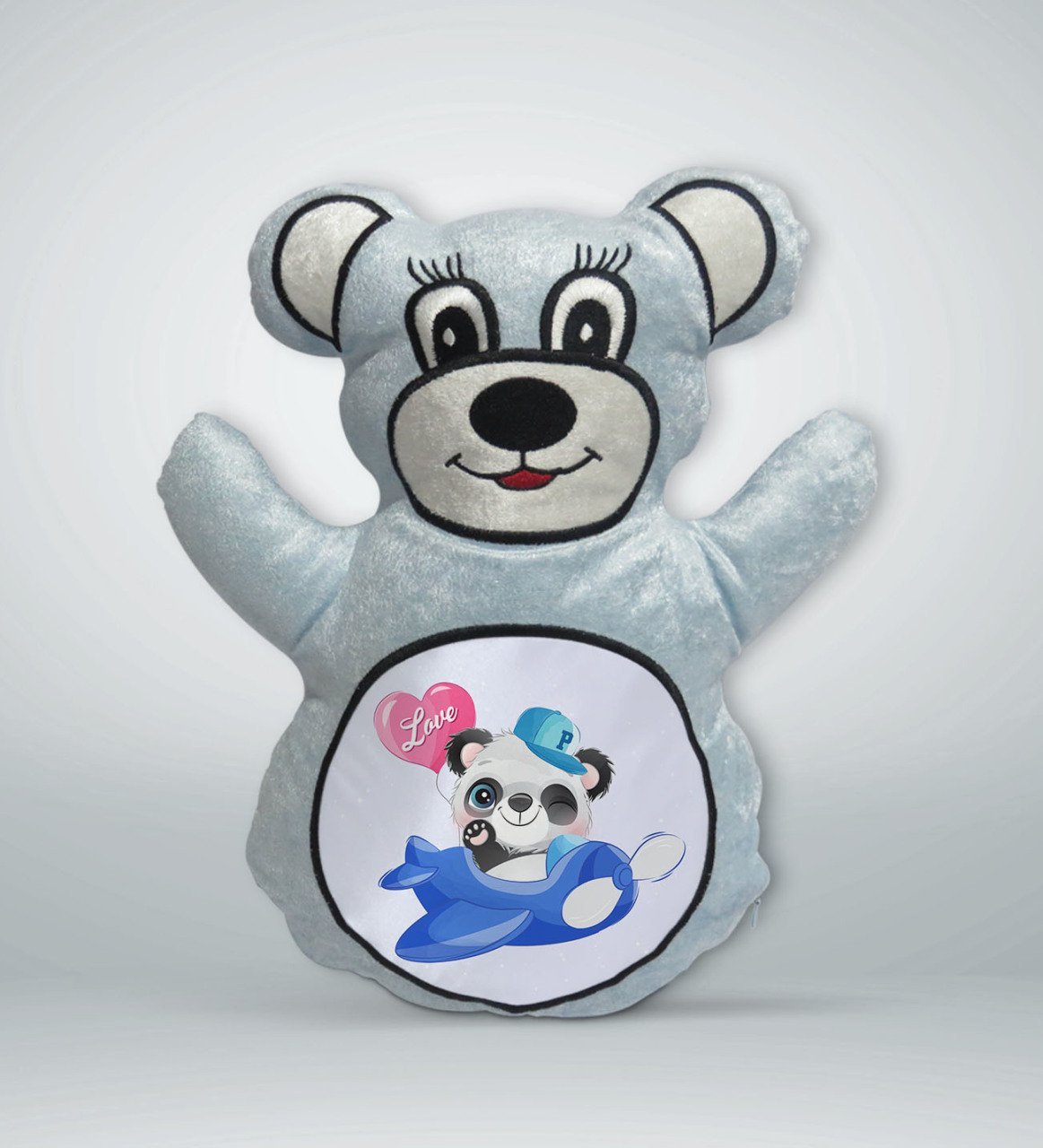 BK Gift Sevimli Sevimli Panda Tasarımlı Mavi Ayıcık Yastık-4