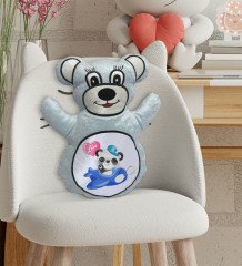 BK Gift Sevimli Sevimli Panda Tasarımlı Mavi Ayıcık Yastık-4