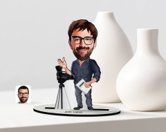 Kişiye Özel Bay Yönetmen Karikatür Ahşap Biblo - 1