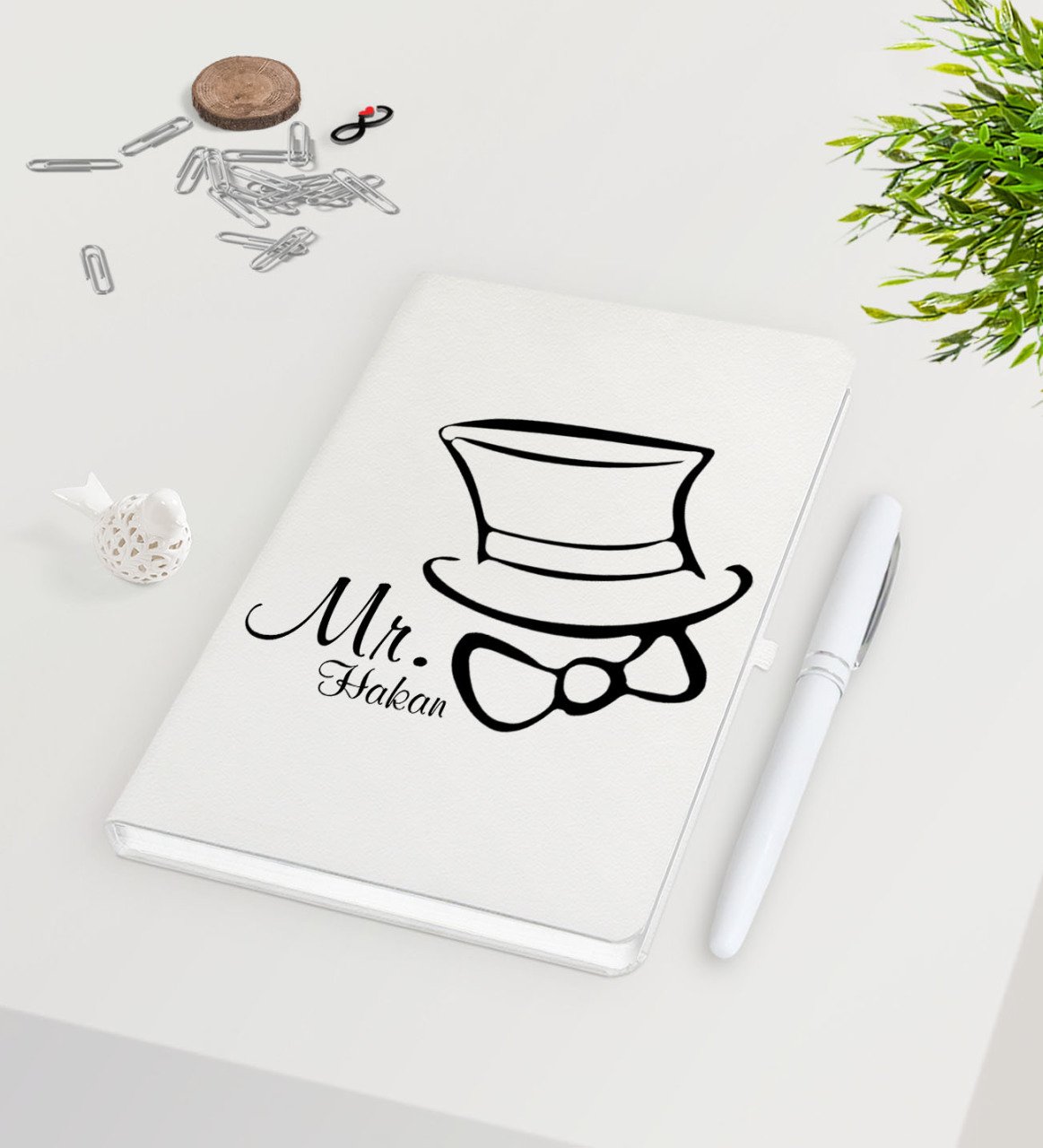 Kişiye Özel Sevgililer Günü Beyaz Defter Kalem Seti-94