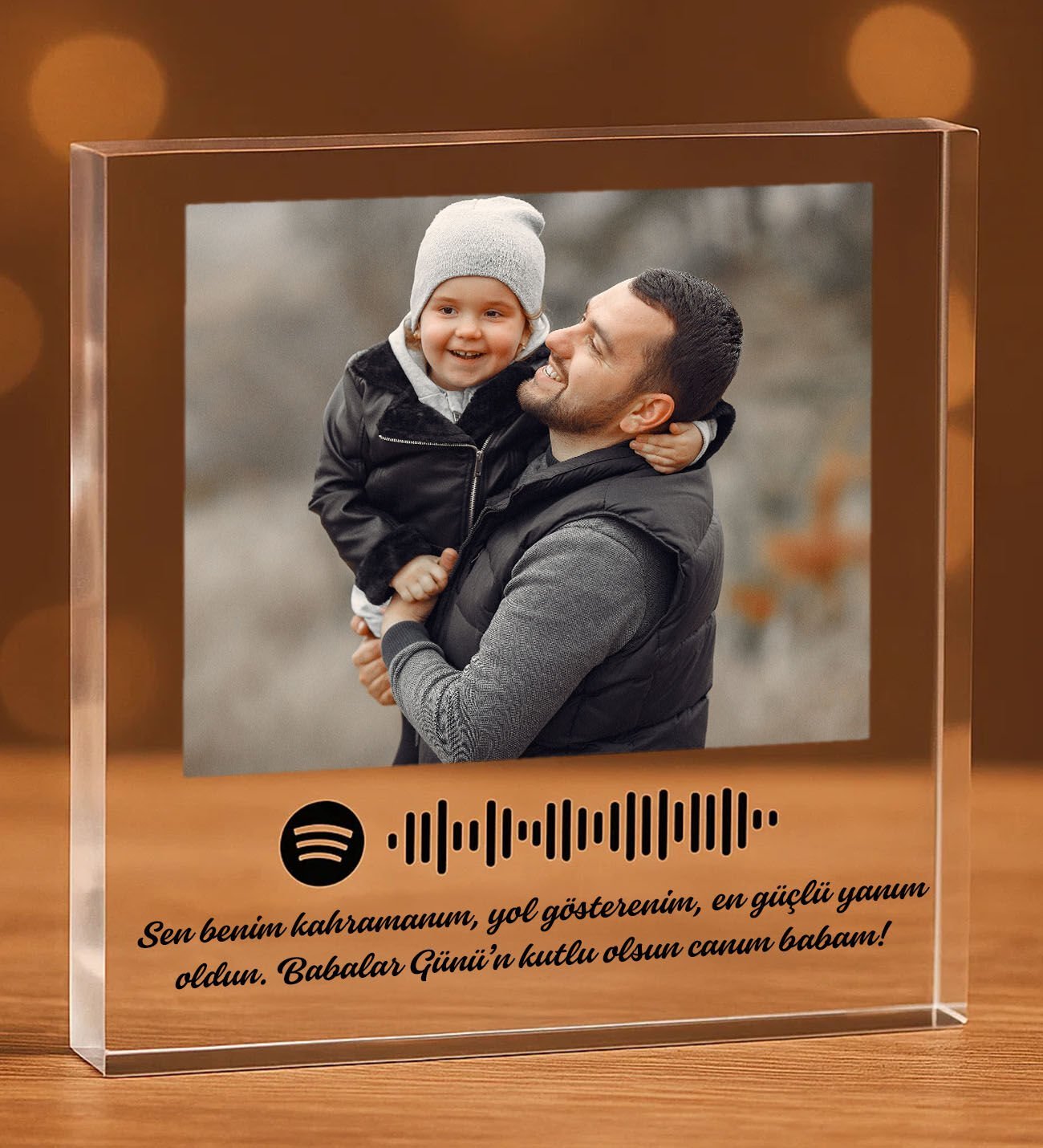 BK Gift Kişiye Özel Fotoğraflı ve Spotify Barkodlu Akrilik Masa Çerçevesi-1 | Sevgiliye Hediye, Doğum Günü Hediyesi, Babalar Günü Hediyesi
