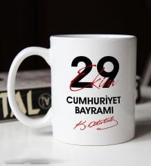 BK Gift 29 Ekim Temalı Beyaz Kupa Bardak-9, Arkadaşa Hediye , 29 Ekim Hediyesi, 100.Yıl Hediyesi
