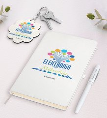 Kişiye Özel Elektronik Mühendisi Beyaz Defter Kalem Ve Anahtarlık Hediye Seti-1