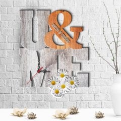 Kişiye Özel İsimli You & Me Tasarımlı Ahşap Duvar Saati - 2