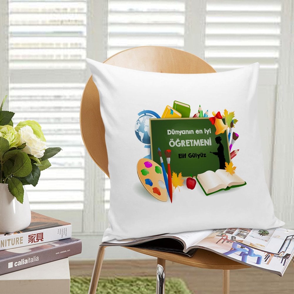 Kişiye Özel Beyaz Yastık Kılıfı (Öğretmenler Günü Temalı-27)