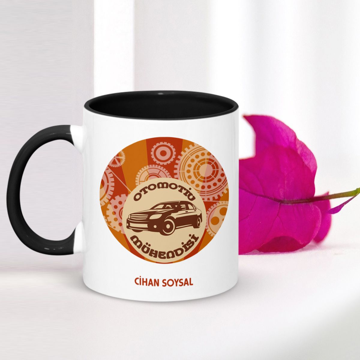 Kişiye Özel Mesleki Otomotiv Mühendisi Siyah Kupa Bardak - 002