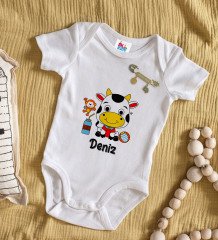 BK Kids Kişiye Özel İsimli Beyaz Bebek Body Zıbın ve Erkek Bebek İğnesi Hediye Seti-31