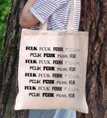 BK Gift Fcuk Tasarımlı Kanvas Bez Çanta, Baskılı Omuz Çantası, Alışveriş Çantası, Plaj Çantası, Arkadaşa Hediye-9