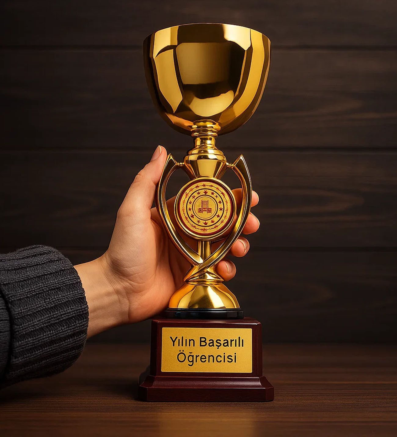 BK Gift Kişiye Özel Ödül Kupası - 28 cm, Şampiyon Ödül Kupası, Başarı Kupası, Turnuva Kupası, Okul Kupası