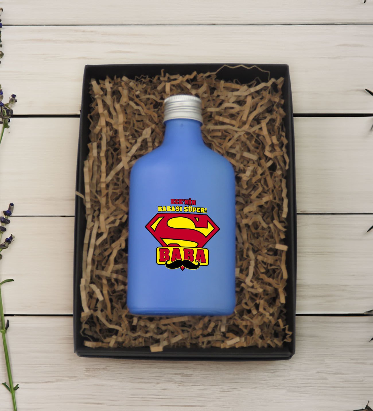 BK Gift Kişiye Özel İsimli Baba Temalı Mavi Tasarım Cam Şişede 200 ml Kolonya-4, Babaya Hediye, Babalar Günü Hediyeleri, Hediyelik Baskılı Kolonya