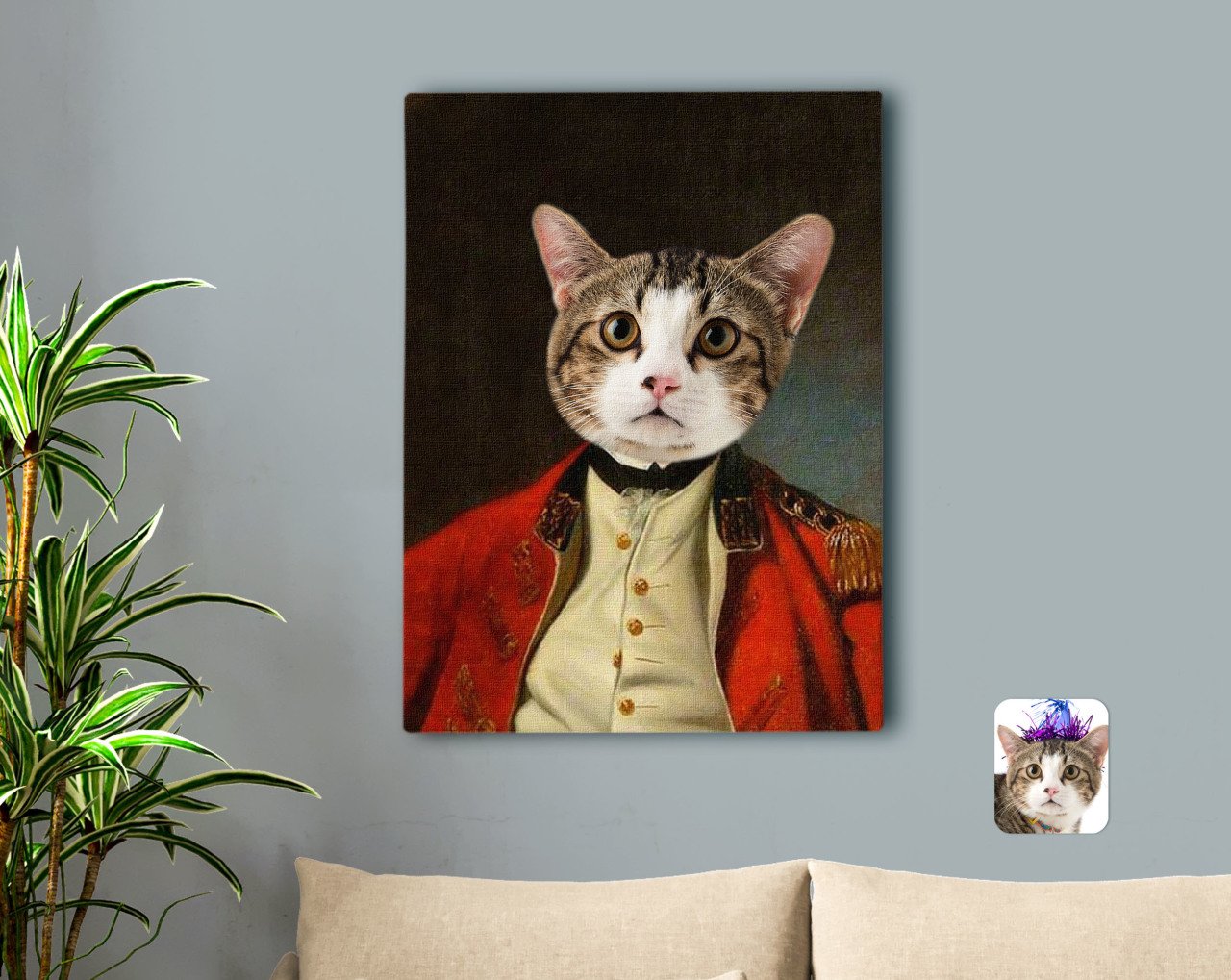 Kişiye Özel Evcil Dost Rönesans Tasarımlı Kanvas Tablo 50x70cm-2