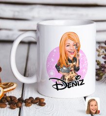 Kişiye Özel Kadın Aşçı Karikatürlü Beyaz Kupa Bardak-2