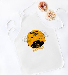 Kişiye Özel Happy Halloween Tasarımlı Beyaz Mutfak Önlüğü-3