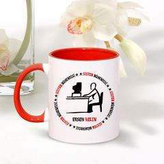 Kişiye Özel Mesleki Sistem Mühendisi Kırmızı Kupa Bardak - 001