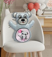 BK Gift Sevimli Sevimli Pandalar Tasarımlı Mavi Ayıcık Yastık-1