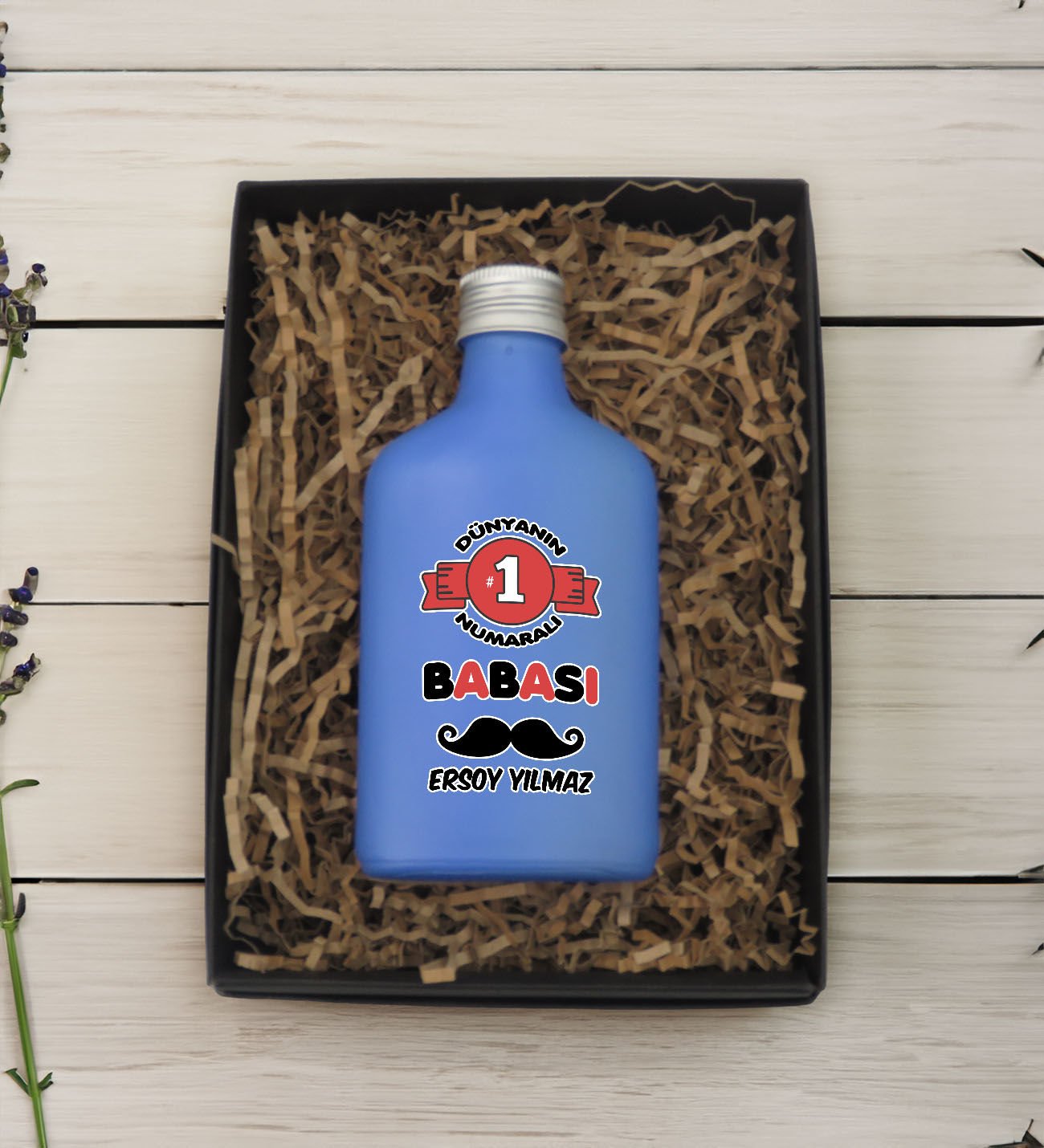 BK Gift Kişiye Özel İsimli Baba Temalı Mavi Tasarım Cam Şişede 200 ml Kolonya-6, Babaya Hediye, Babalar Günü Hediyeleri, Hediyelik Baskılı Kolonya