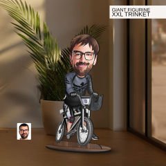 BK Gift Kişiye Özel Bisiklet Sürücüsü Karikatürlü Büyük Boy Ahşap Biblo-4, Arkadaşa Hediye , Sevgiliye Hediye, Kişiye Özel Biblolar