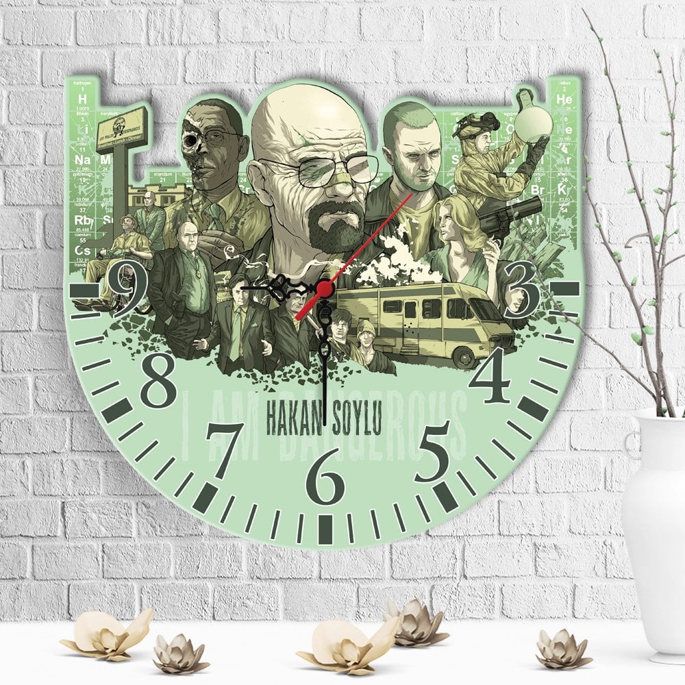 Kişiye Özel Breaking Bad Tasarımlı Ahşap Duvar Saati - 2