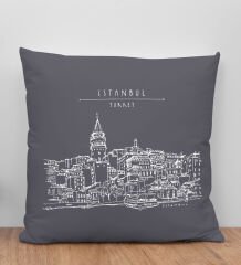 BK Gift İstanbul Tasarımlı Antrasit Kırlent Yastık, Arkadaşa Hediye, Ev Dekorasyonu, Ev Hediyesi-4