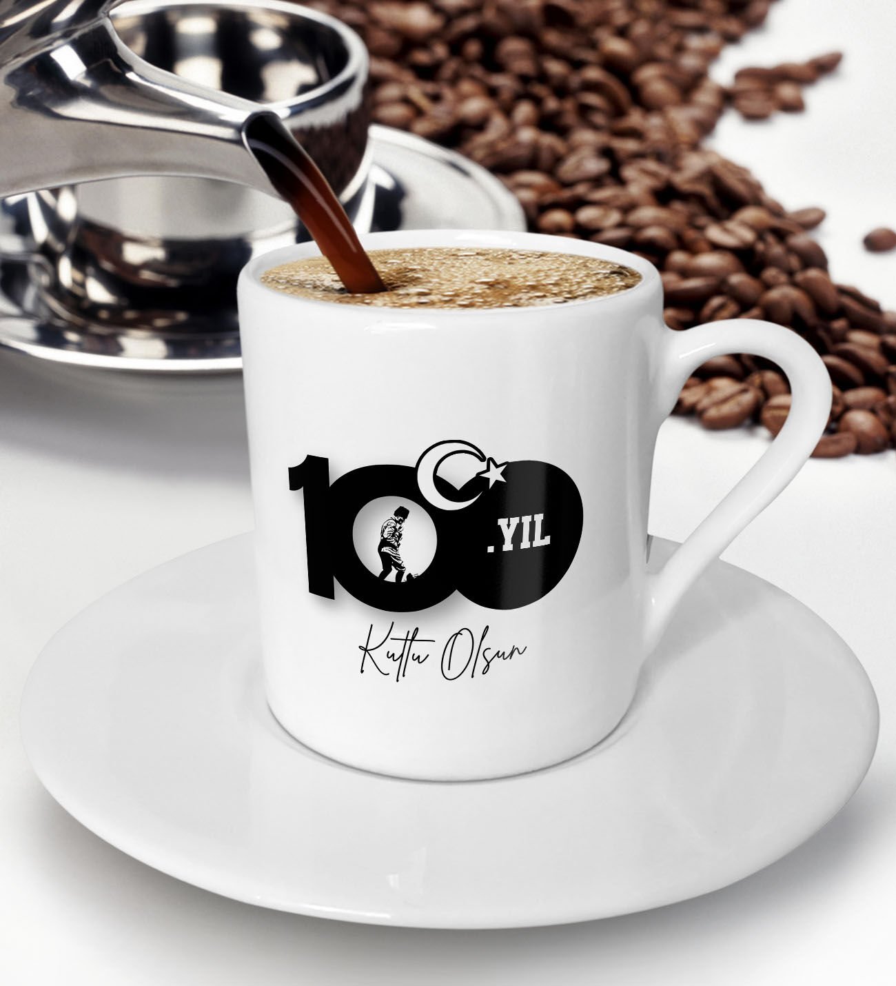 BK Gift 29 Ekim Temalı Türk Kahvesi Fincanı-1, Arkadaşa Hediye , 29 Ekim Hediyesi, 100.Yıl Hediyesi