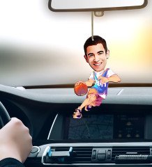 Kişiye Özel Bay Basketbolcu Karikatürlü Ahşap Araba Dikiz Ayna Süsü-2