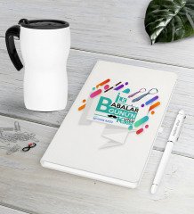 Kişiye Özel İlk Babalar Günün Kutlu Olsun Beyaz Defter Kalem Termos Mug Seti-6