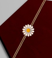Kişiye Özel Çiçekli Beyaz Kalp Ayna Papatya Kolye ve Bileklik Set