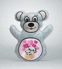 BK Gift Sevimli Sevimli Pandalar Tasarımlı Mavi Ayıcık Yastık-3