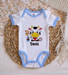 BK Kids Kişiye Özel Mavi Bebek Body Zıbın - Model 167