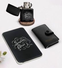 Kişiye Özel İsimli Mekanizmalı Cüzdan Kartlık Benzinli Çakmak ve 5.000 Mah Powerbank Hediye Seti-7