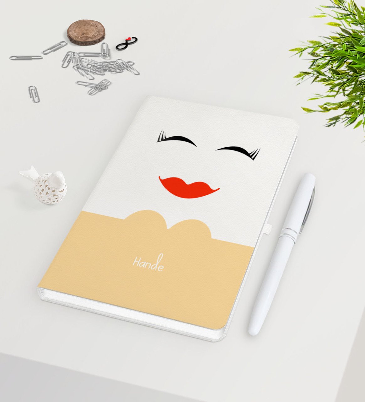 Kişiye Özel Sevgililer Günü Beyaz Defter Kalem Seti-100