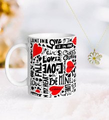 Kişiye Özel Sevgililer Günü Kupa ve Çift İsimli Papatya Kolye-69