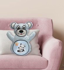 BK Gift Sevimli Sevimli Pandalar Tasarımlı Mavi Ayıcık Yastık-4