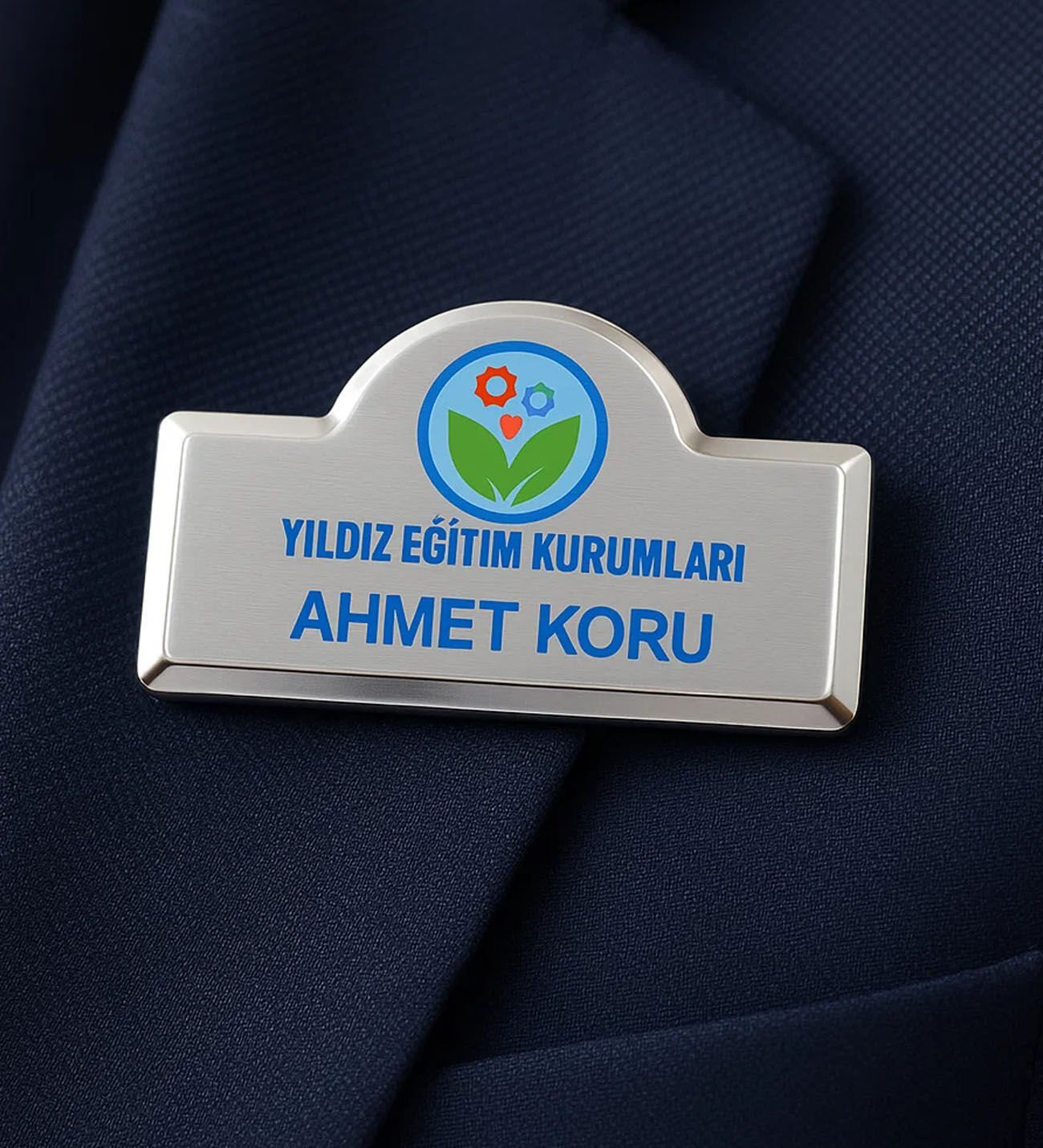 BK Gift Kişiye Özel Lüks Kubbeli Gümüş Renk Metal Yaka İsimliği (5 Adet), Firmalara Özel Yaka İsimliği