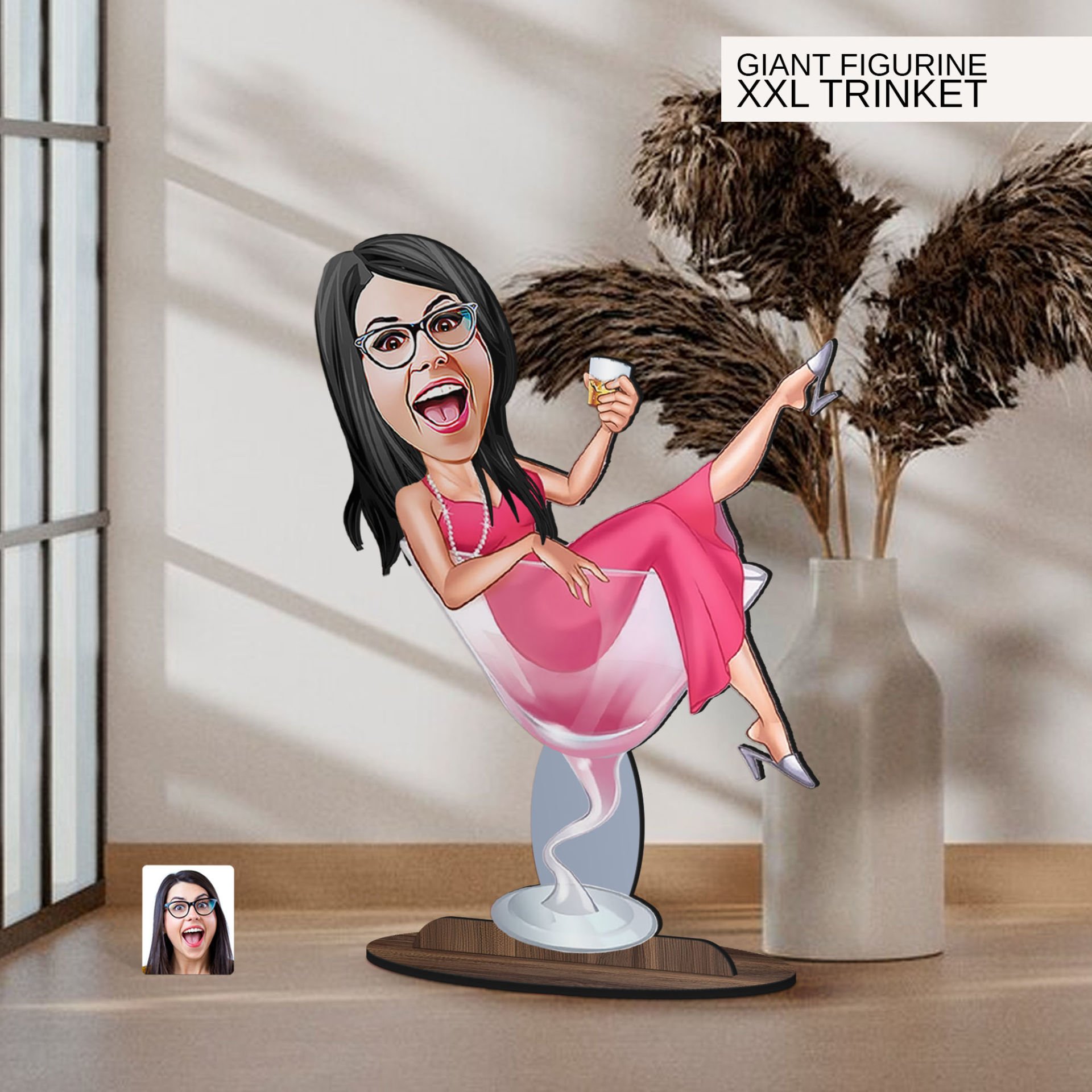 BK Gift Kişiye Özel Boss Anne Karikatürlü Büyük Boy Ahşap Biblo-1, Arkadaşa Hediye , Sevgiliye Hediye, Kişiye Özel Biblolar