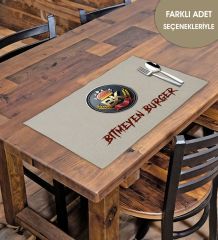 Bk Gift Restoran & Cafelere Özel Baskılı Keten Amerikan Servis Seti(96 ADET), Logolu Servis Bezi, Baskılı Amerikan Servis