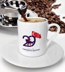 BK Gift 29 Ekim Temalı Türk Kahvesi Fincanı-4, Arkadaşa Hediye , 29 Ekim Hediyesi, 100.Yıl Hediyesi