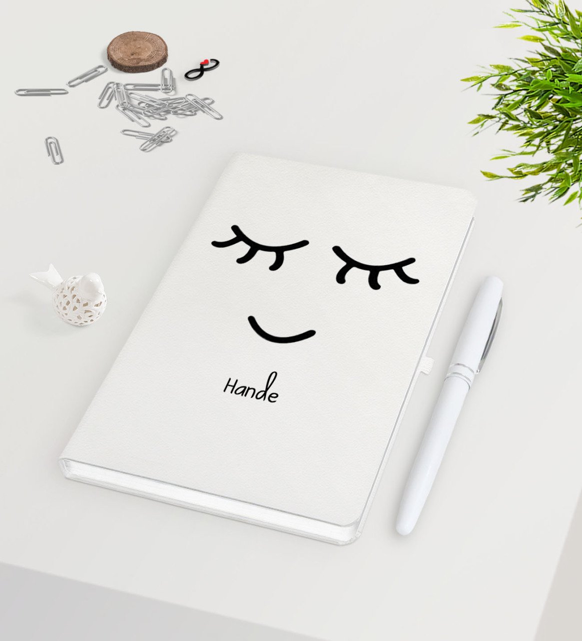 Kişiye Özel Sevgililer Günü Beyaz Defter Kalem Seti-102