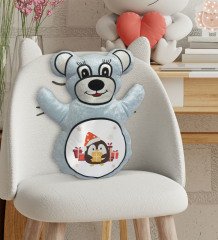 BK Gift Sevimli Sevimli Penguen Tasarımlı Mavi Ayıcık Yastık-1