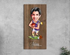 BK Gift Kişiye Özel Amerikan Futbolcusu Karikatürlü Kabartma Figürlü Ahşap Tablo-11,  Arkadaşa Hediye, Sevgiliye Hediye, Duvar Dekoru