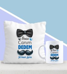 Kişiye Özel Canım Dedem Tasarımlı Yastık ve Kupa Seti-3