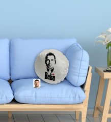 Kişiye Özel Baba Godfather Silüet Yuvarlak Dekoratif Kırlent Yastık-13