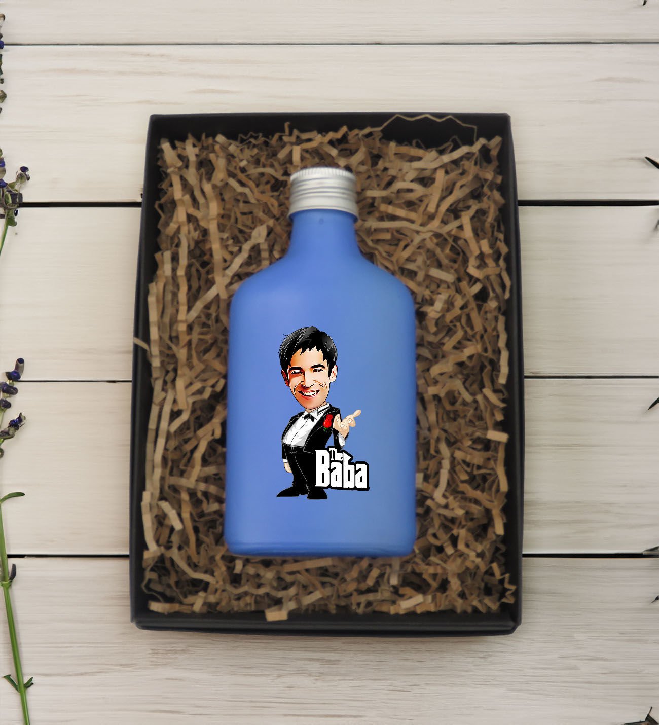 BK Gift Kişiye Özel The Baba Karikatürlü Mavi Tasarım Cam Şişede 200 ml Kolonya-3, Babaya Hediye, Babalar Günü Hediyeleri, Hediyelik Baskılı Kolonya