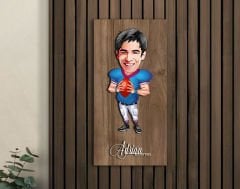 BK Gift Kişiye Özel Amerikan Futbolcusu Karikatürlü Kabartma Figürlü Ahşap Tablo-12,  Arkadaşa Hediye, Sevgiliye Hediye, Duvar Dekoru