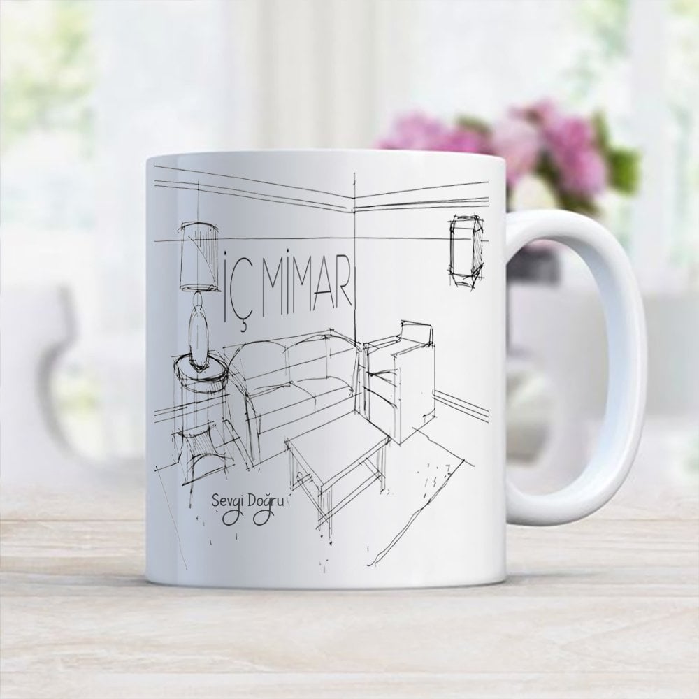 Kişiye Özel Mesleki İç Mimar Beyaz Kupa Bardak - 1