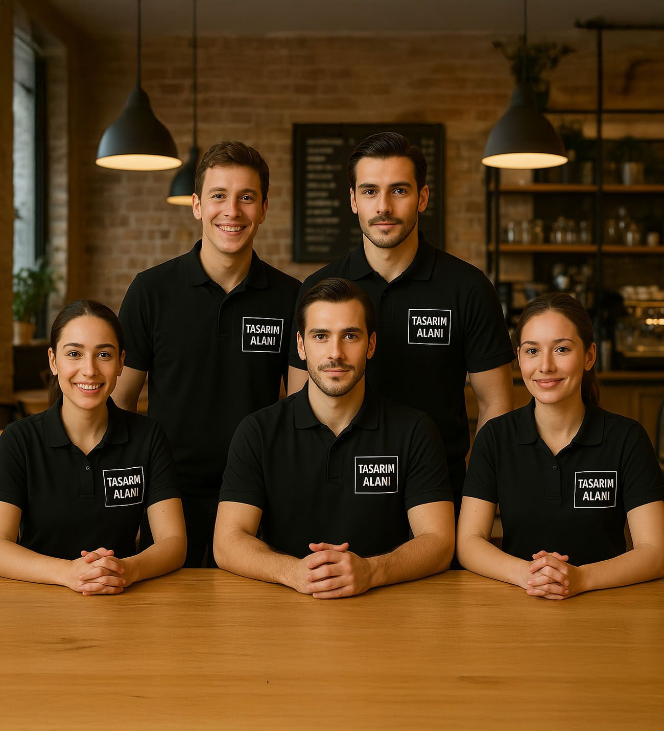 BK Gift Kişiye Özel Logolu 5'li Siyah Polo Yaka Tişört-1, Sevgiliye Hediye, Firma T-shirt, Logolu T-shirt