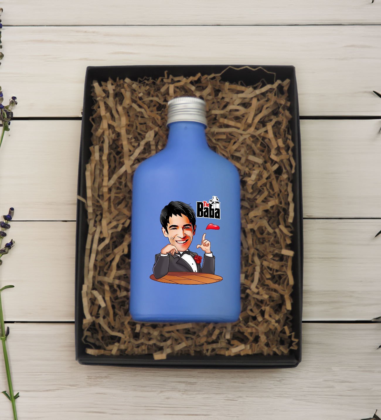 BK Gift Kişiye Özel The Baba Karikatürlü Mavi Tasarım Cam Şişede 200 ml Kolonya-4, Babaya Hediye, Babalar Günü Hediyeleri, Hediyelik Baskılı Kolonya